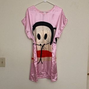 New. Satin big mouth Money sleep dress.  Waist tied. Thigh length